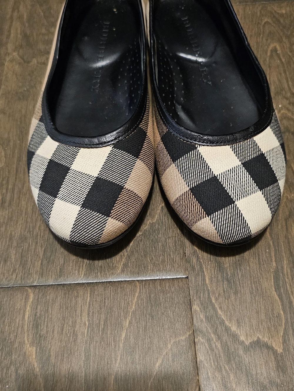 Burberry Black and Cream Check Ballet Flats